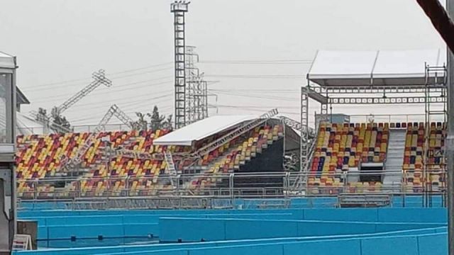 Diterjang Badai, Atap Tribun Sirkuit Formula E Jakarta Roboh