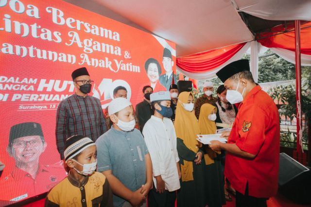 HUT ke-49, PDIP Surabaya Gelar Doa Bersama Lintas Agama dan Santunan Anak Yatim
